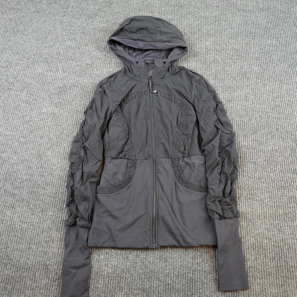 Lululemon Dance Studio Jacket Womens 6 Gray Hooded Full Zip Lightweight